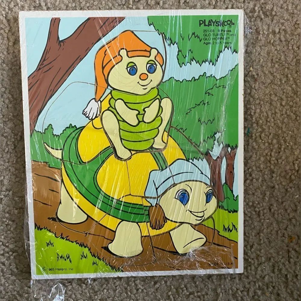 Vintage Playskool Wooden Puzzle Turtle